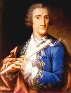 Portrait of a flutist, possibly Quantz, by Jean Chr&eacute;tien de la Fontaine (1751) (private collection, Washington DC)